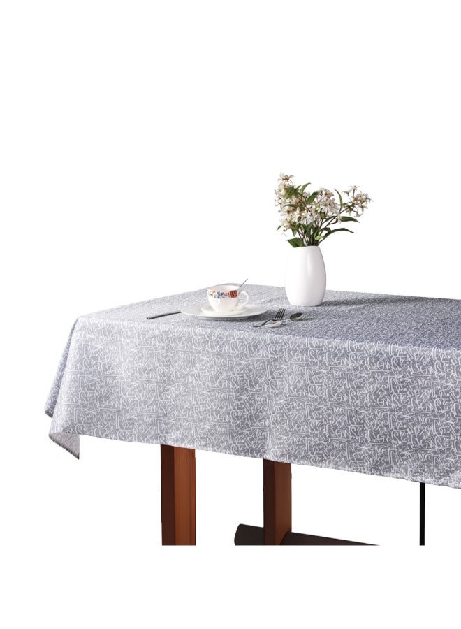 Printed Elegant Microfiber Tablecloth Grey and White 150 x 250 cm 25MNSA001TH